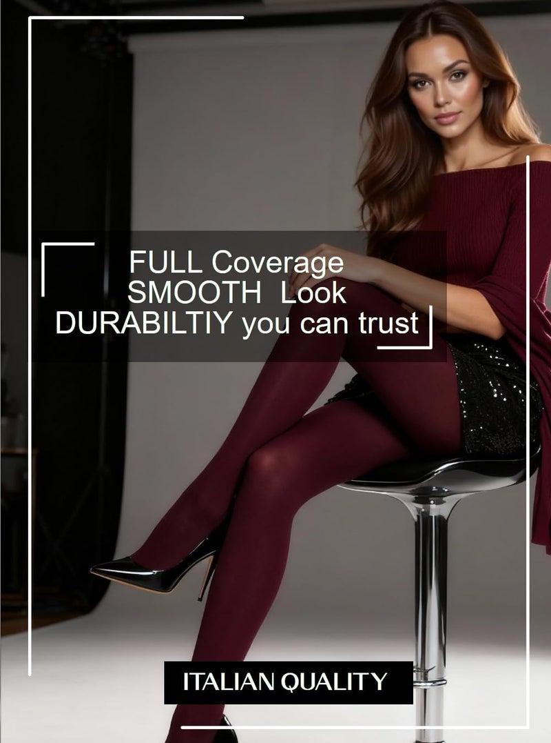 Mila Marutti Burgundy Tights for Women | Opaque Pantyhose - Burgundy, S - Image 4